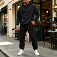 thumbnail image 2 of Delconic Mens 2 Piece Hoodie and Jogger Set Pullover Hooded Sweatshirt with Kangaroo Pocket Drawstring Pants Casual Tracksuit Black 3XL, 2 of 9