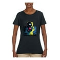 thumbnail image 2 of Wild Bobby, Colorful Cosmic Neon Astronaut Lunar Spaceman Moon Galaxy, Fashion, Women Graphic Tee, Black, X-Large, 2 of 4