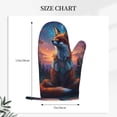 thumbnail image 2 of Hirioo Starry Sky Meditating Fox for Silicone Oven Mitts for BBQ, Baking, Cooking, Set of 2, Heat Resistant 260℃, Non-Slip Kitchen Essentials, 2 of 6