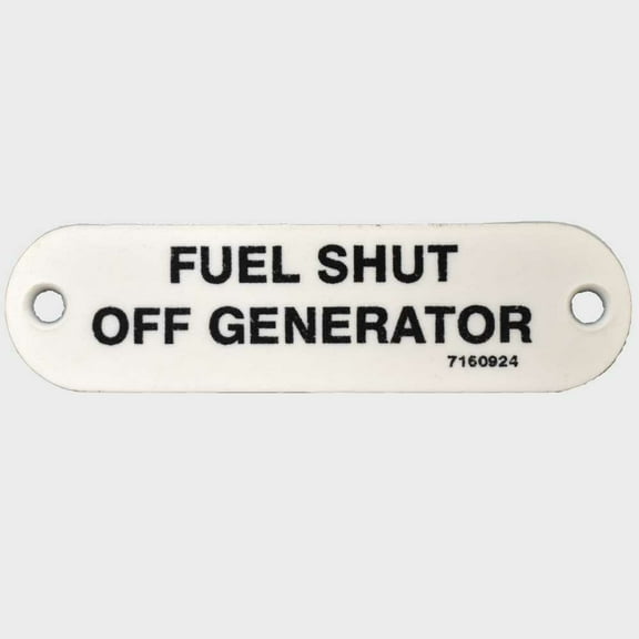Carver Boat Shut Off Generator Label 7160921 | Fuel 2 3/4 Inch White Plastic