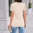 thumbnail image 4 of Women's Short Sleeve Shirts Dressy Lace Summer Tops 2026 Spring Trendy Casual T-Shirts Cute Work Outfits Blouses Beige M, 4 of 5