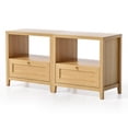 thumbnail image 3 of EYYTHUNG Farmhouse Nightstand with Drawer, Modern 24" Wide End Table, Night Stands with Open Shelf, Mid Century Large Bedside Table, Natural Oak, 3 of 6