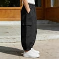 thumbnail image 2 of Fancifize Cotton Linen Cargo Pants for Boys Summer Loose Elastic Waist Harem Pants Kids Casual Trousers 7-16 Years, 2 of 6