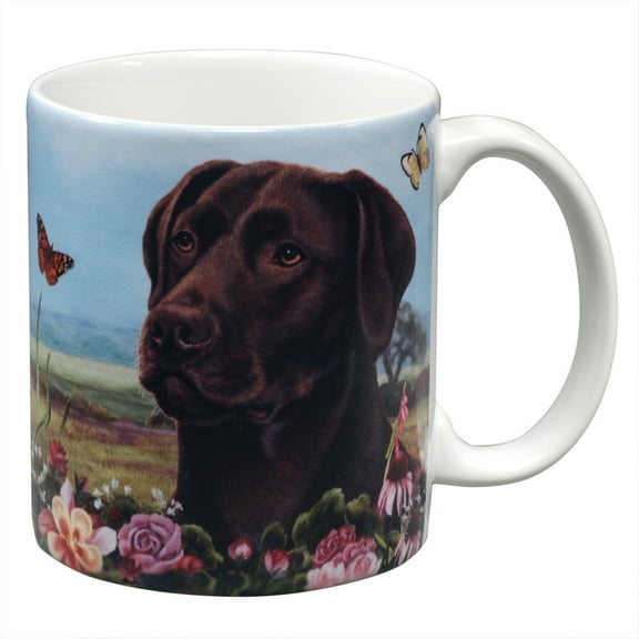 Chocolate Labrador Garden Party Fun Mug