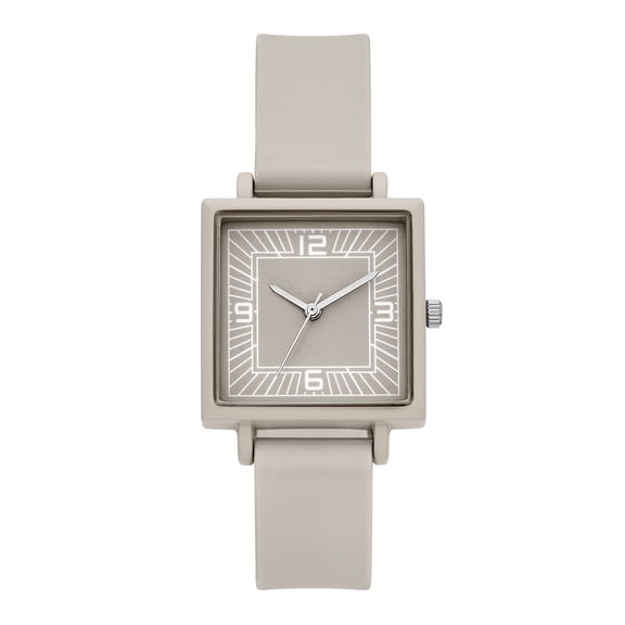 Time & Tru Women's Wristwatch, Taupe 27mm Square Case, Taupe Dial, Taupe Silicone Strap (FMDOTT115)