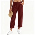 thumbnail image 5 of Sevevn Women's Fall Corduroy Pleated Draped Straight-Leg Roll-Cuff Pants Versatile Comfortable Casual Outdoor Pants with Pockets, 5 of 9
