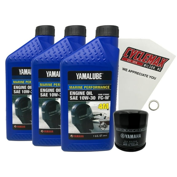 Cyclemax Yamalube 10W30 Marine Oil Change Kit fits 2013-2024 Yamaha F50 Engine