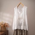 thumbnail image 4 of Embroidered Tops for Women Summer Floral Sleeveless Boho Tops Casual Crew Neck Blouse Loose Tank Tops M-XXL White XL(XL), 4 of 7