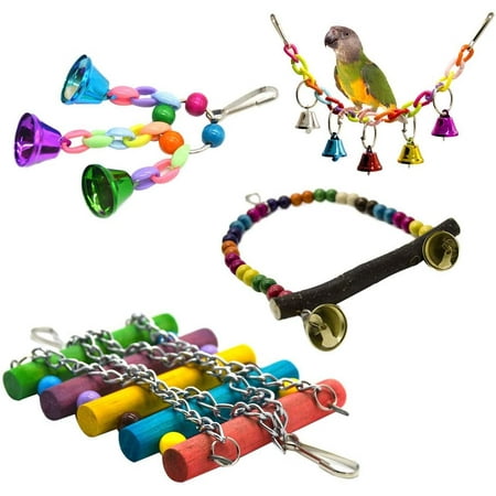 4pcs / set of parrot cage toy hanging swing stand hanging bridge coc ...