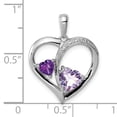 thumbnail image 2 of 925 Sterling Silver Polished Prong set Rhodium Diamond Amy Pink Amethyst Love Heart Pendant Necklace Pendant for Women, 2 of 2
