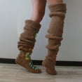 thumbnail image 4 of Wuxian Funny Socks Vintage Boho Leg Warmers Bohemian Pattern Stocking Thighs Over The Knee Thick Leggings Fashion Soft Stretch Boots Ocks Comfy Dailywear,Coffee,One Size, 4 of 7