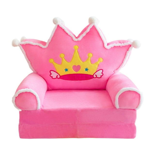Sofá cama plegable para niños, sillón reclinable de color rosa con forma de corona, sillón plegable de princesa suave para dormitorio, para niñas y 50cmx80cm