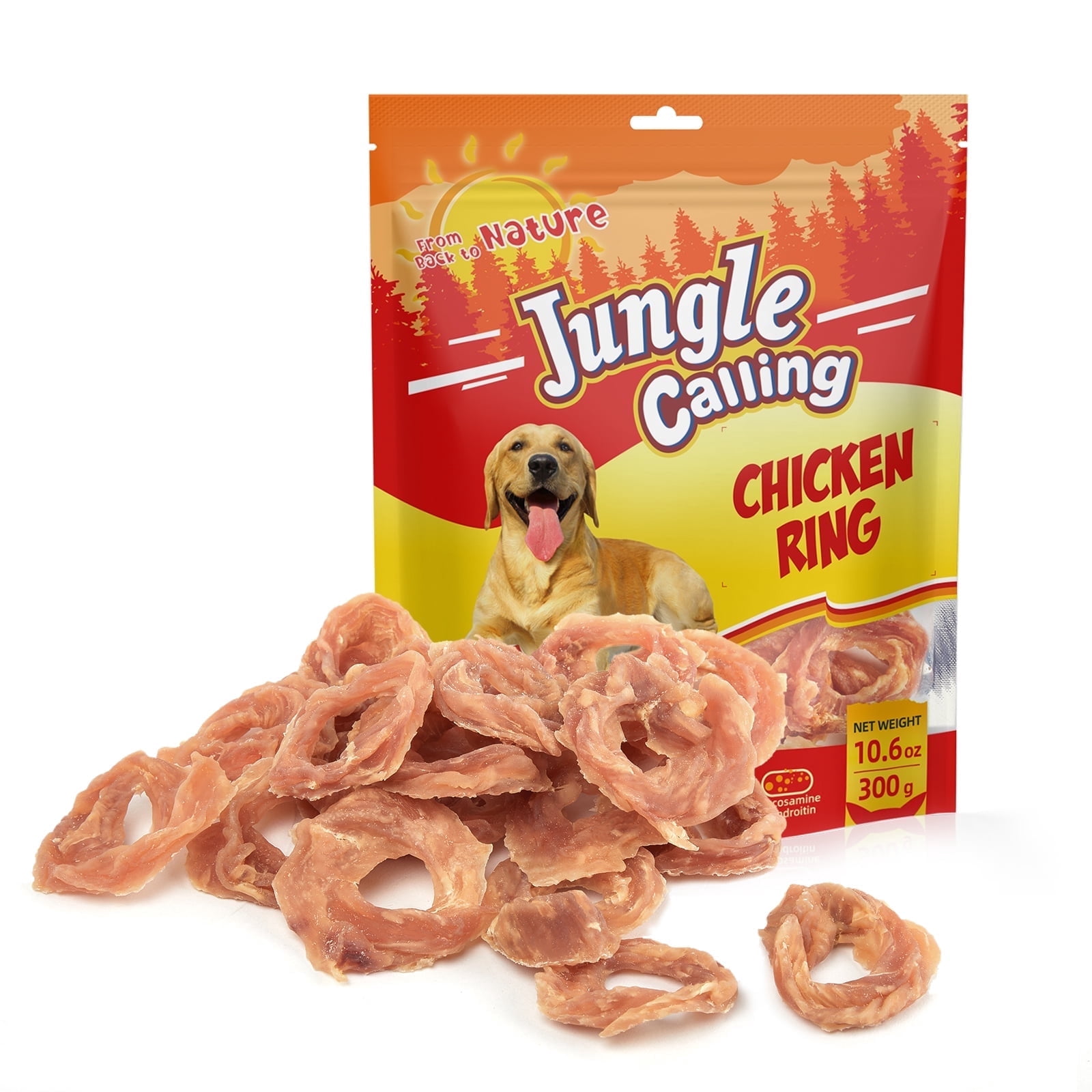 (5 pack) Jungle Calling Chicken Jerky Rings,Chewy Snacks Help Hip & Joint Health,Dog Treats