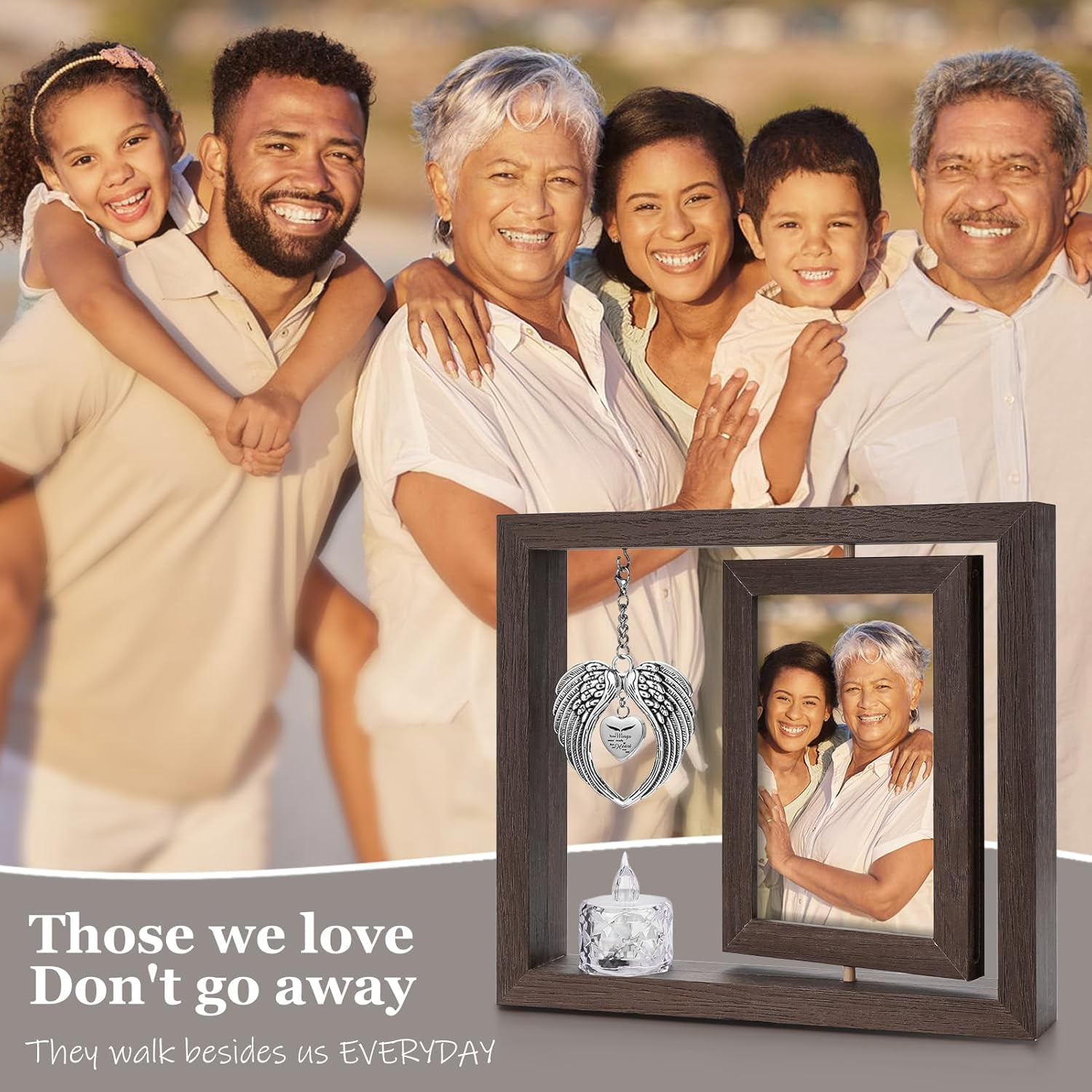 XIUDA Sympathy Gifts Memorial Picture Frame for Loss of Loved One - Memorial Gifts for Loss of Mom,   Rotate Display for Two 4x6 Photo
