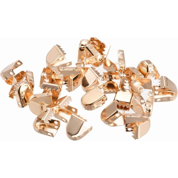 30-PackShoelace End Clips 10x7mm Stainless Steel No Tie Shoe Lace Tips Head Glossy Type, Gold Tone