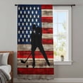 thumbnail image 3 of American Flag Semi Sheer Curtains Drapes for Living Room, Bedroom, French Doors Window 96 Inches Long, Blue Red USA Flag Retro Hockey Rod Pocket Chiffon Curtain Drapery Voile Draperies Panel, 3 of 8