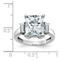 thumbnail image 3 of 14K White Gold Ring Band Moissanite Octagon Emerald Baguette, Size 9, 3 of 7
