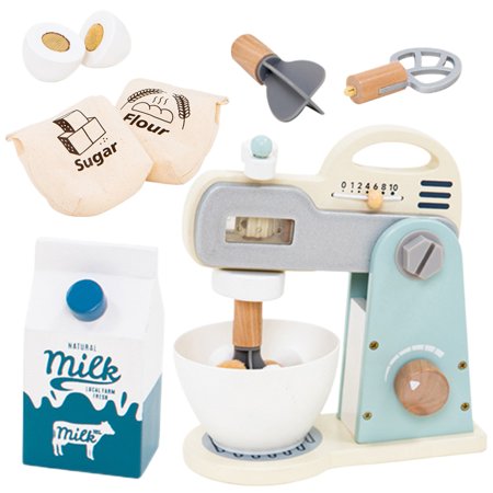 SHZONS Kids Blender Toy Food Mixer Accessories Wooden Kitchen Playset Accessories Pretend Play Toys for Toddler Girls Boys Baby Kids Aged 3-5 eco friendly
