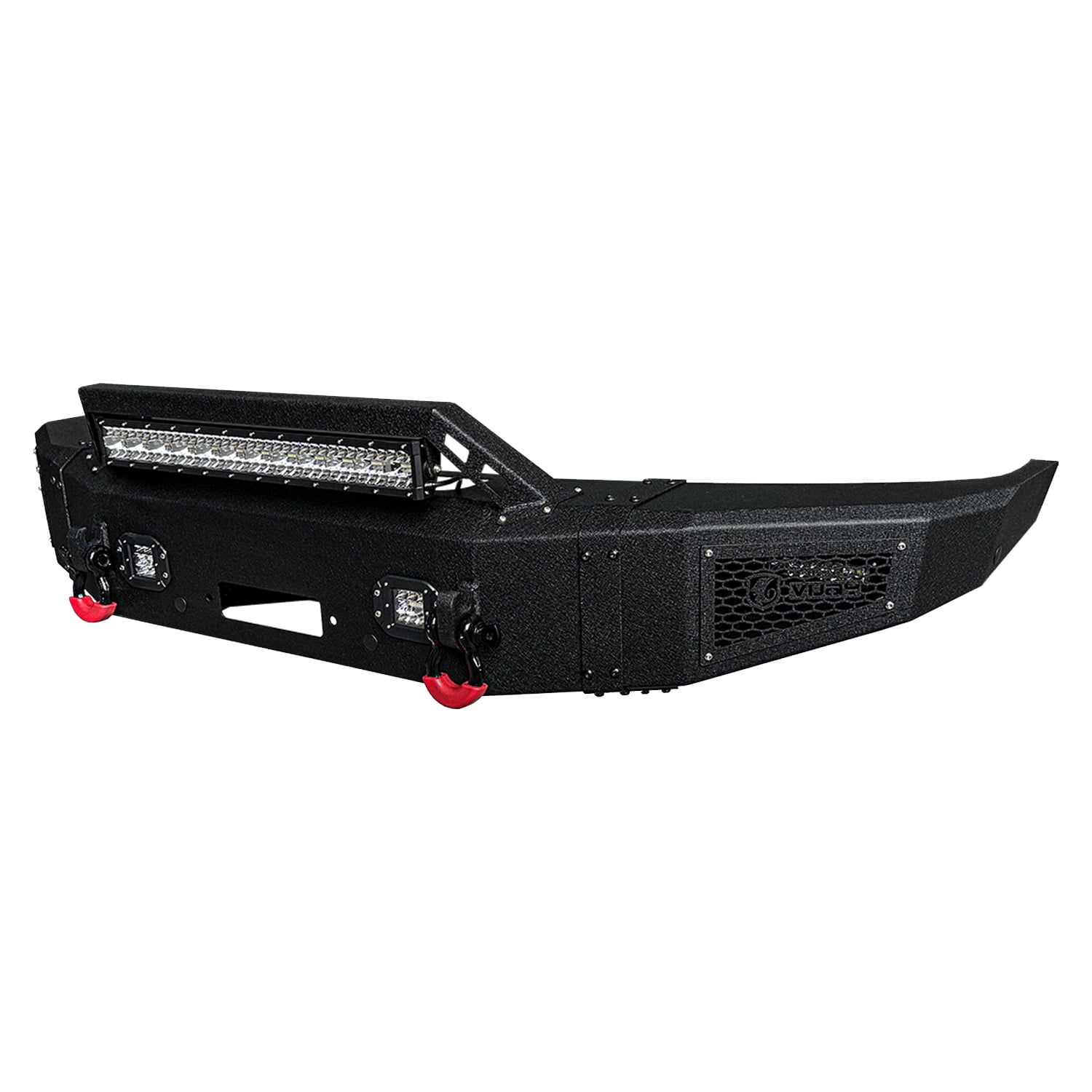Vijay Compatible with 2017-2018-2019-2020-2021-2022 Ford F250/F350/F450 Front Bumper Textured Black Steel with Light and D-ring
