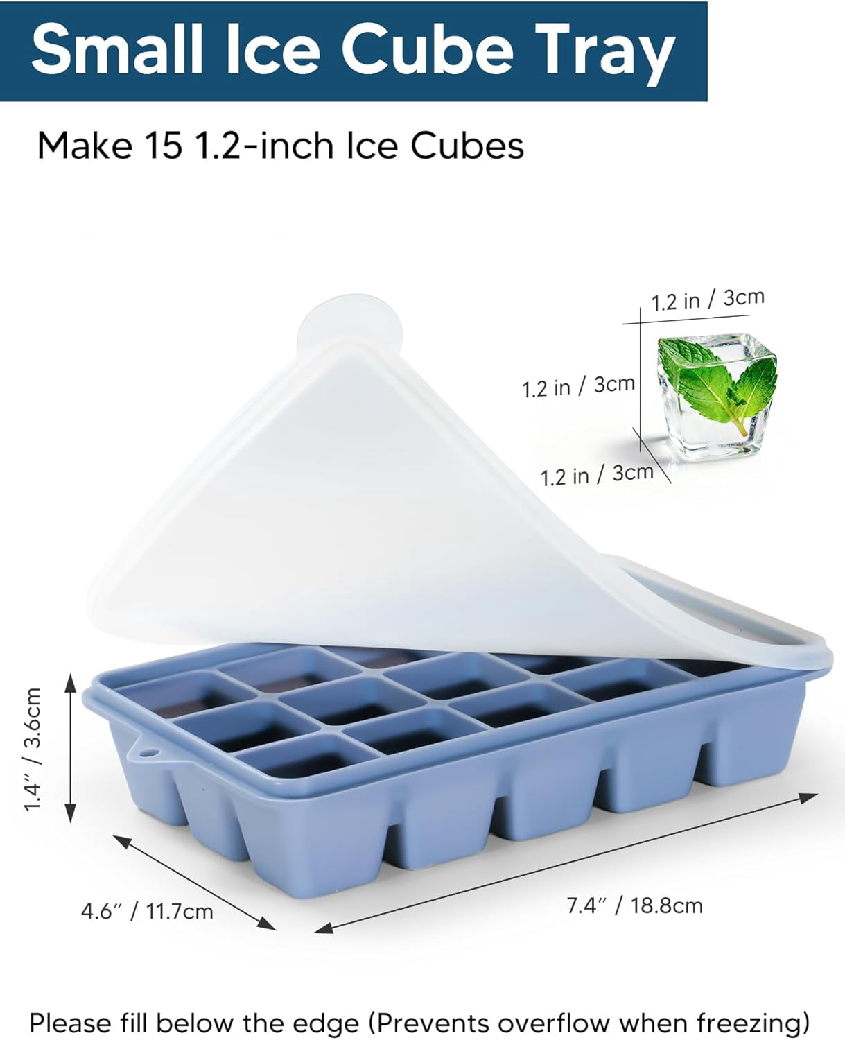 4 Pack Silicone Ice Cube Trays with Lid, Easy Release Ice Cube Trays for Freezer, Reusable and Stackable Silicone Ice Molds, Covered Ice Cube Trays for Cocktails, Whiskey, Coffee