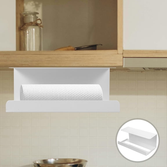 FESTFENDS White Metal Paper Towel Holder for Bathroom Countertop or Wall Mount, Iron Construction, 1 Piece