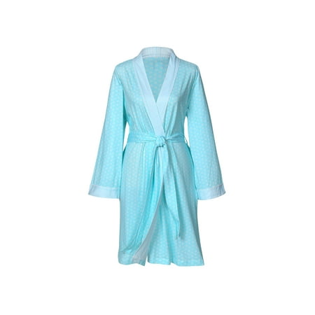 

Metropolitan Womens Nightgown and Robe Set Matching Gown and Robe Sets - Mint Stripe L