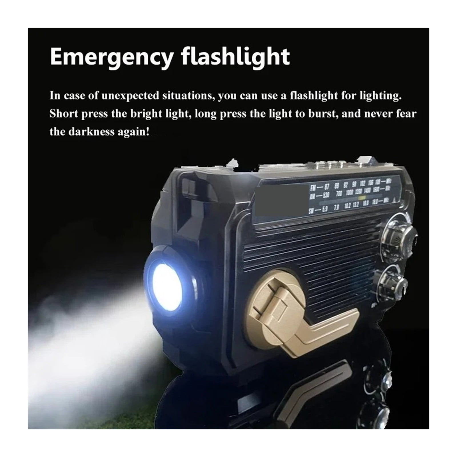 Portable High Sensitivity FM AM SW Radio Solar Charging Emergency Receiver Hand Crank Bluetooth Speaker Music Player AUX ,Listen Anytime, Anywhere