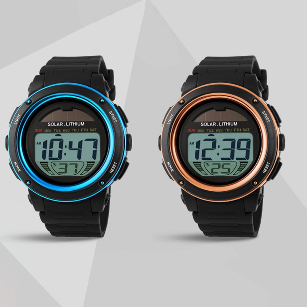 Skmei Solar Powered Digital Men Women Sprots Watch Big Dial 5Atm Water Resistant Multi Function Unisex Wristwatch With Chronograph Alarm Backlight Walmart