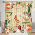 thumbnail image 1 of Cheerful Rideau de Douche de Pâques avec Coqs, Fleurs et Œufs - Design de Ferme Fantaisiste, 1 of 5