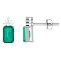 4X6 mm Octagon Cut Solitaire Stud Earrings for Women (1.50 CT, AAA Quality, Rosec Jewels), 14K White Gold