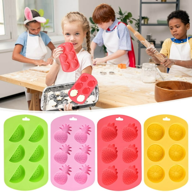 Bandeja Multiusos Para Hornear Cubitos De Hielo Moldes de silicona con forma de frutas, 6 Rkxzt