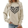 thumbnail image 2 of Arlun Womens Dog Mom Sweatshirts Cute Dog Paw Printed Heart Graphic Long Sleeve Crewneck Pullover Sweatshirt Casual Soft Comfy Fall Winter Lightweight Basic Tops Beige L, 2 of 4