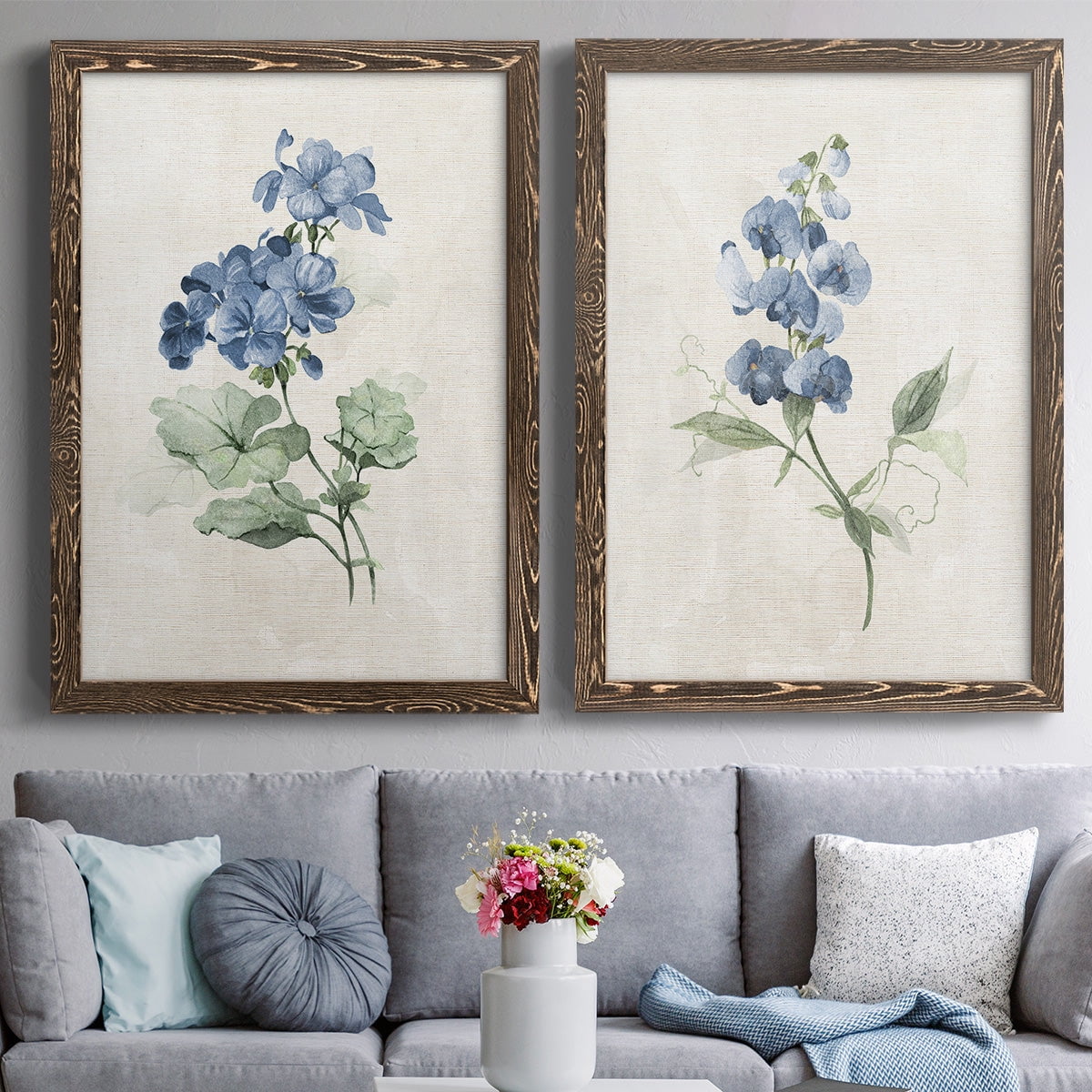 Farmhouse Periwinkle I - Premium Framed Canvas 2 Piece Set - Ready to Hang