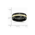 thumbnail image 2 of Mens Black Ceramic Wedding Band Ring 8mm with 14K Yellow Gold Inlay for Men, 2 of 6