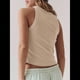 thumbnail image 4 of Camiseta Básica de Tirantes para Mujer, Sin Mangas, Larga, Acanalada, Ajustada, con Espalda Nadadora, Cuello Alto y Cuello Redondo Albaricoque L, 4 of 9