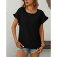 thumbnail image 4 of Eyelet Tops for Women Summer 2025 Scoop Neck Cute Ruffled Short Sleeve T-Shirts Elegant Sweet Lady Tunic Blouses Shermie, 4 of 6