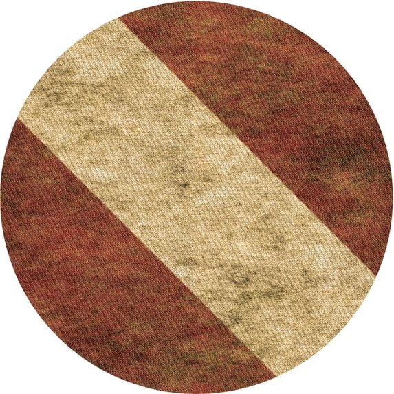 Ahgly Company Indoor Round Patterned Cantaloupe Orange Area Rugs, 3' Round