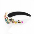 thumbnail image 3 of Diadema de flores con diamantes de imitación de moda, aro ancho para el cabello para mujeres, accesorios para el cabello, diadema, 3 of 5