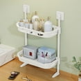 thumbnail image 6 of Merryso Two-Tier Plastic Bathroom Storage Rack, Wall Mounted Kitchen Organizer with Hooks, Easy to Install, Space-Saving Multifunctional Shelf for Toiletries, 6 of 6