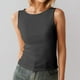 thumbnail image 2 of Camiseta sin mangas de cuello redondo y color liso para mujer - Prenda básica para combinar, tejido elástico y cómodo, versátil para ocasiones informales, 2 of 6
