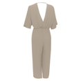thumbnail image 4 of SRZYMJ Business Casual Jumpsuit for Women Women's V Neck Short Sleeve Wide Leg Jumpsuit Elegant Casual Romper with Pockets for Spring, 4 of 9