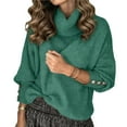 thumbnail image 3 of Suéteres de Punto Grueso Oversize para Mujer, con Cuello Alto, Larga y Corte Holgado, Ideales para el Invierno Verde M, 3 of 8