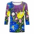 thumbnail image 5 of CYMMPU Floral Pattern 3/4 Sleeve Fall Trendy Shirts Spring Tops Loose Fit Blouses for Women Dressy Casual Crew Neck Tunic Tops Lightweight Basic Tees Multicolor M, 5 of 5