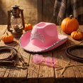 thumbnail image 4 of Sequin Cowboy Hat and Glasses 2 Piece Set- Glitter Cowgirl Hat for Women - Western Cowboy Hat Costume Accessories for Birthday Wedding Party Halloween, 4 of 4