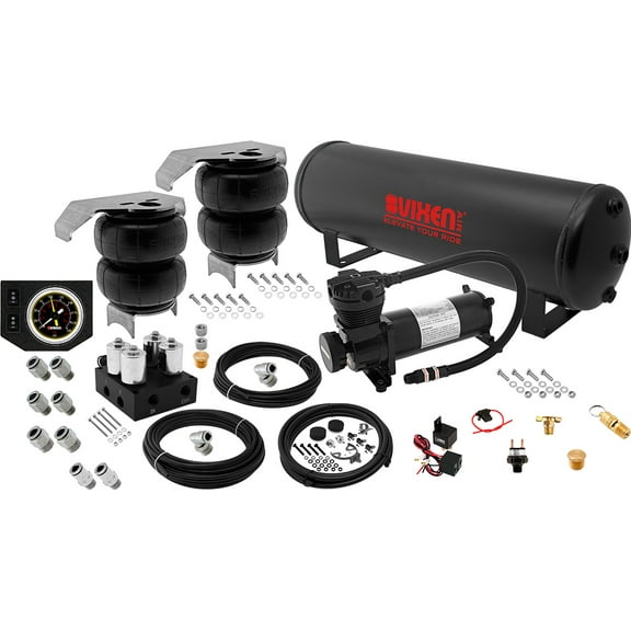 Vixen Air Suspension Kit for Truck/Car Bag/Air Ride/Spring.On Board System- 200psi Compressor, 4 Gallon Tank. For Boat Lift,Towing,Lowering,Leveling Bags,Onboard Train Horn,Semi/SUVVXX2CM0126/4841B/BB