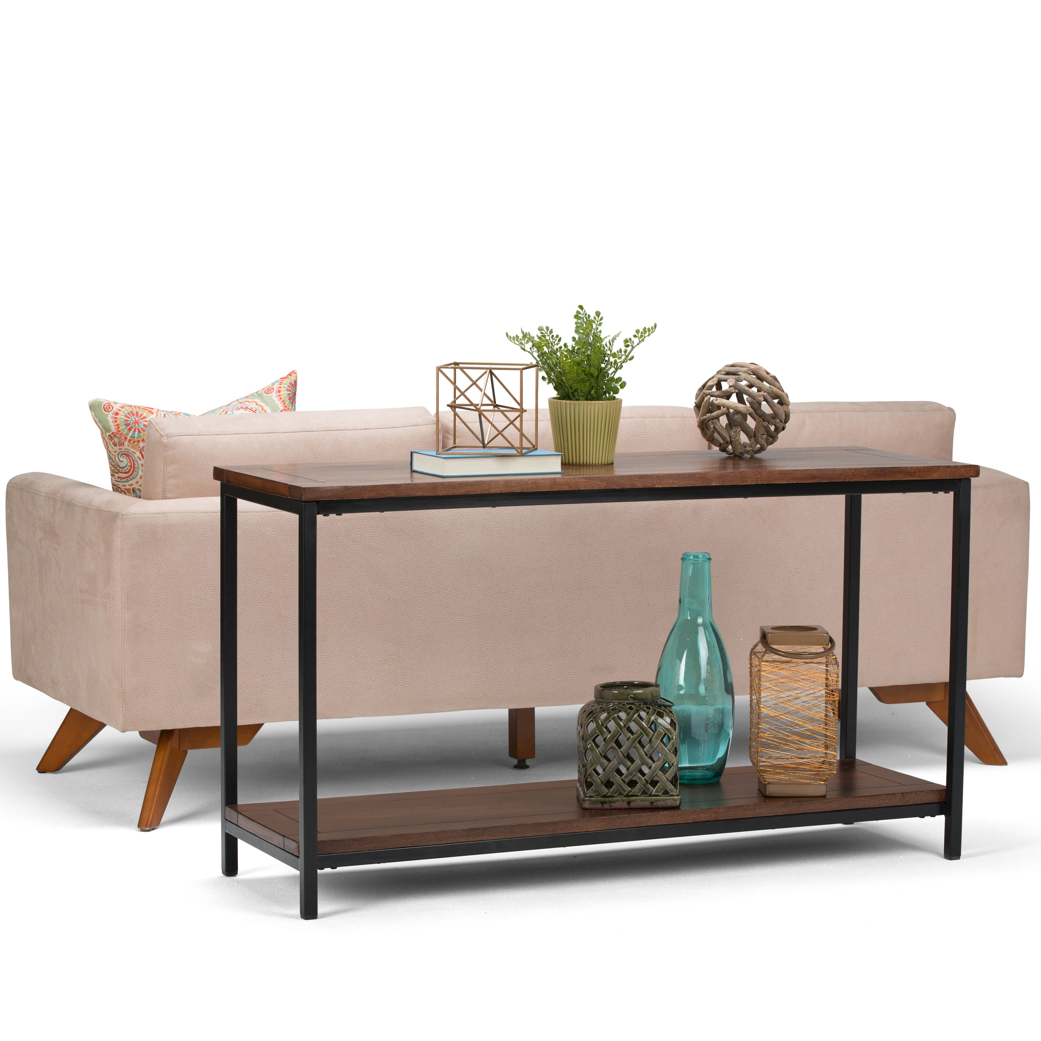 WyndenHall Rhonda SOLID MANGO WOOD and Metal Modern Industrial Console