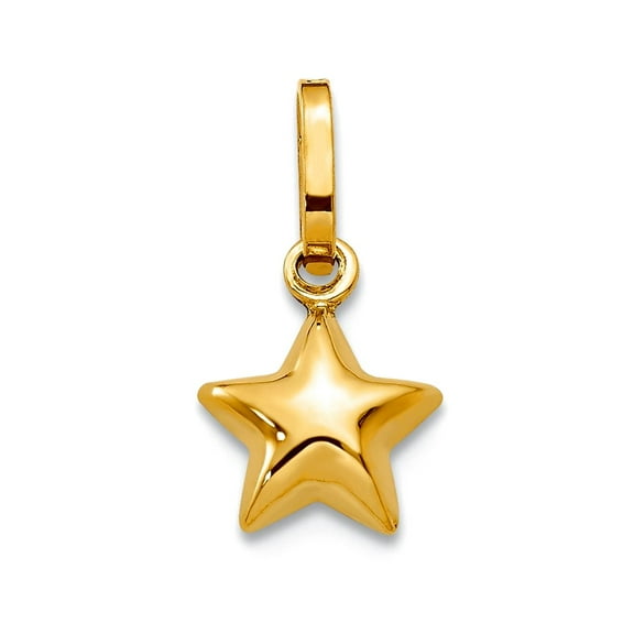 14k Yellow Gold Hollow Polished Puffed Star Charm 7x6mm Pendant Necklace for Women - .3 Grams