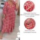 thumbnail image 5 of Vestido largo con cuello en V estampado informal Tallas grandes Moda Cuello floral Cintura Cintura alta Vestido largo, Cuello en V cruzado Manga 3/4, 5 of 5