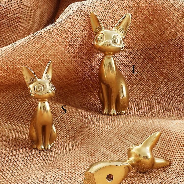 CATPAN Brass Cabinet Knobs (2 Pack) Cute Cat Golden Drawer Knob Kitchen Cabinet Pulls with Vintage Cupboard Hardware Dresser Drawer Handles Kitchen Cabinet Handles