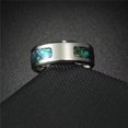 thumbnail image 2 of HIJONES Women Men's Inlaid Green Shell Ring Band Stainless Steel Vintage Wedding Couple Jewelry Style 1 Size 10, 2 of 5